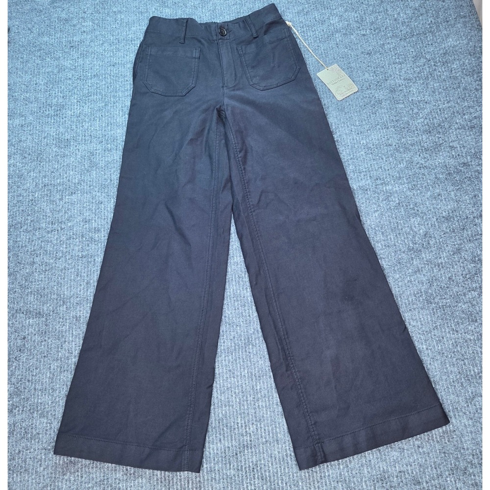 Dictionary Wide Leg Utility Pants Women Size S Black Twill High Waist Workwear